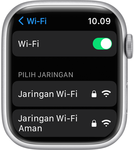 Layar pengaturan Wi-Fi Apple Watch