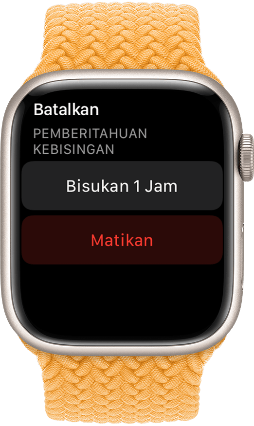 Apple Watch menampilkan layar bisukan pemberitahuan