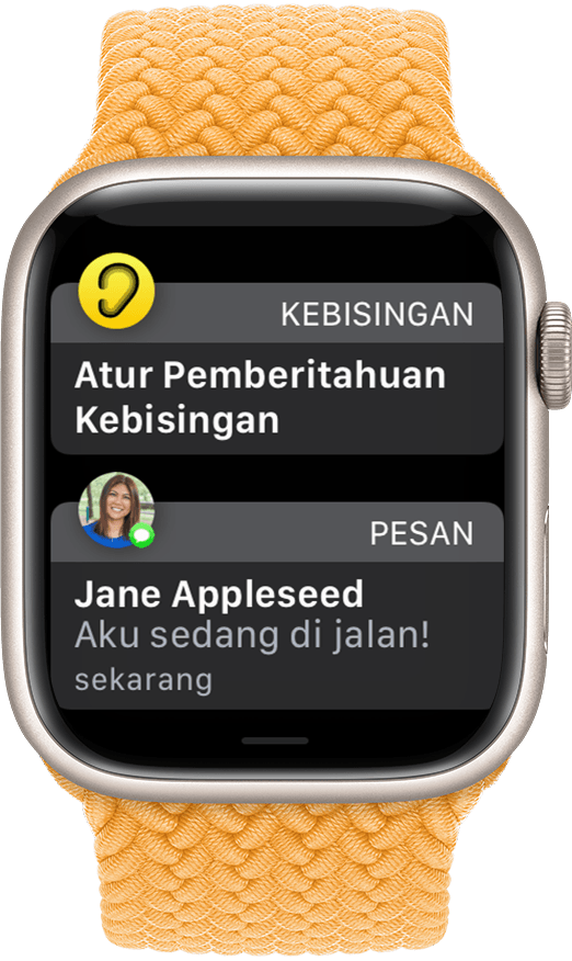 Apple Watch menampilkan dua pemberitahuan