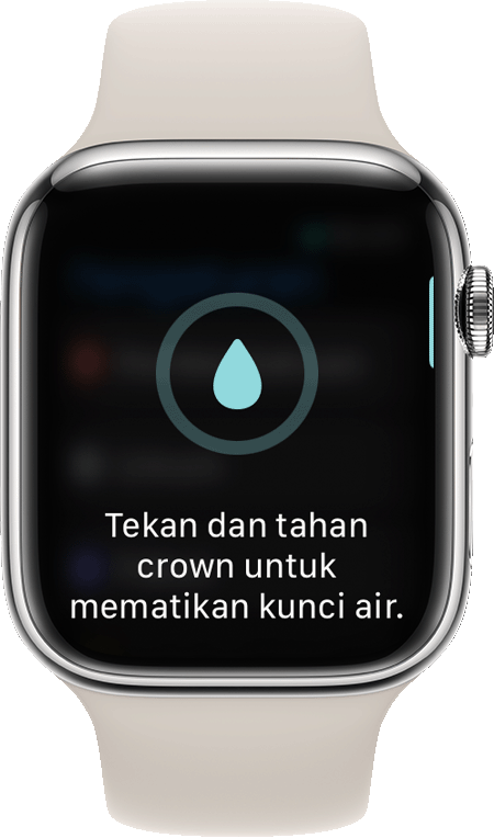 Perintah untuk mematikan kunci air di layar Apple Watch