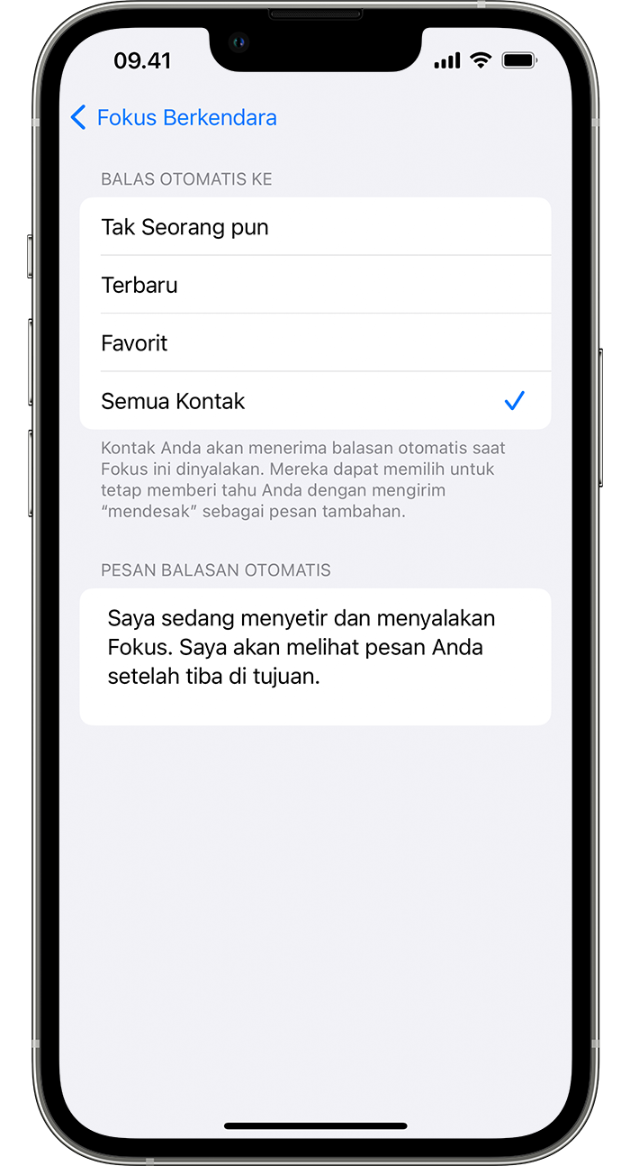 iPhone menampilkan cara menyalakan Balasan Otomatis