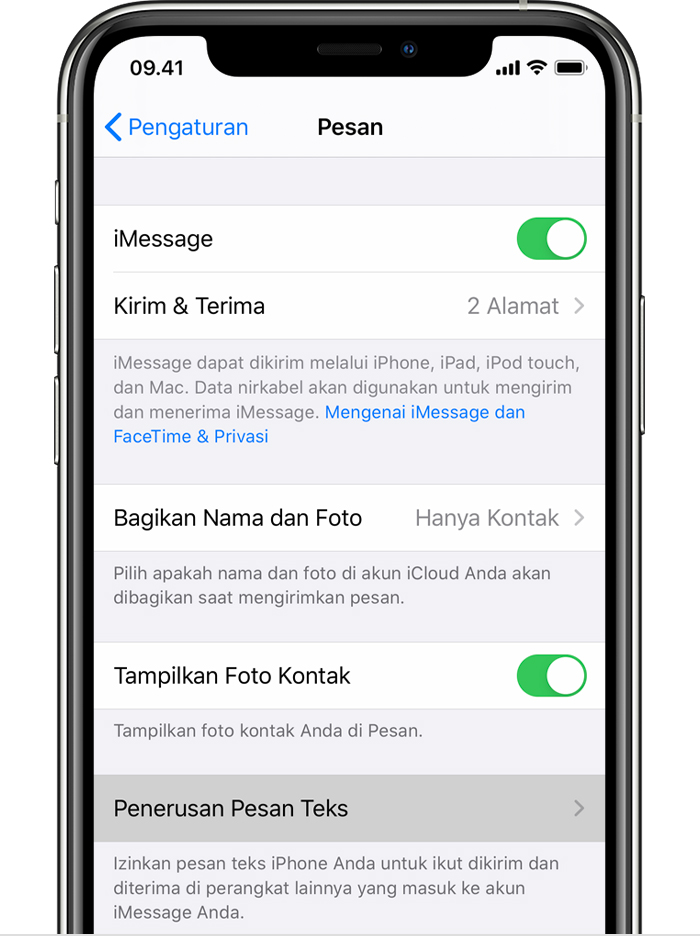 Cara Meneruskan Pesan Teks Sms Mms Dari Iphone Ke Ipad Ipod Touch Atau Mac Apple Support