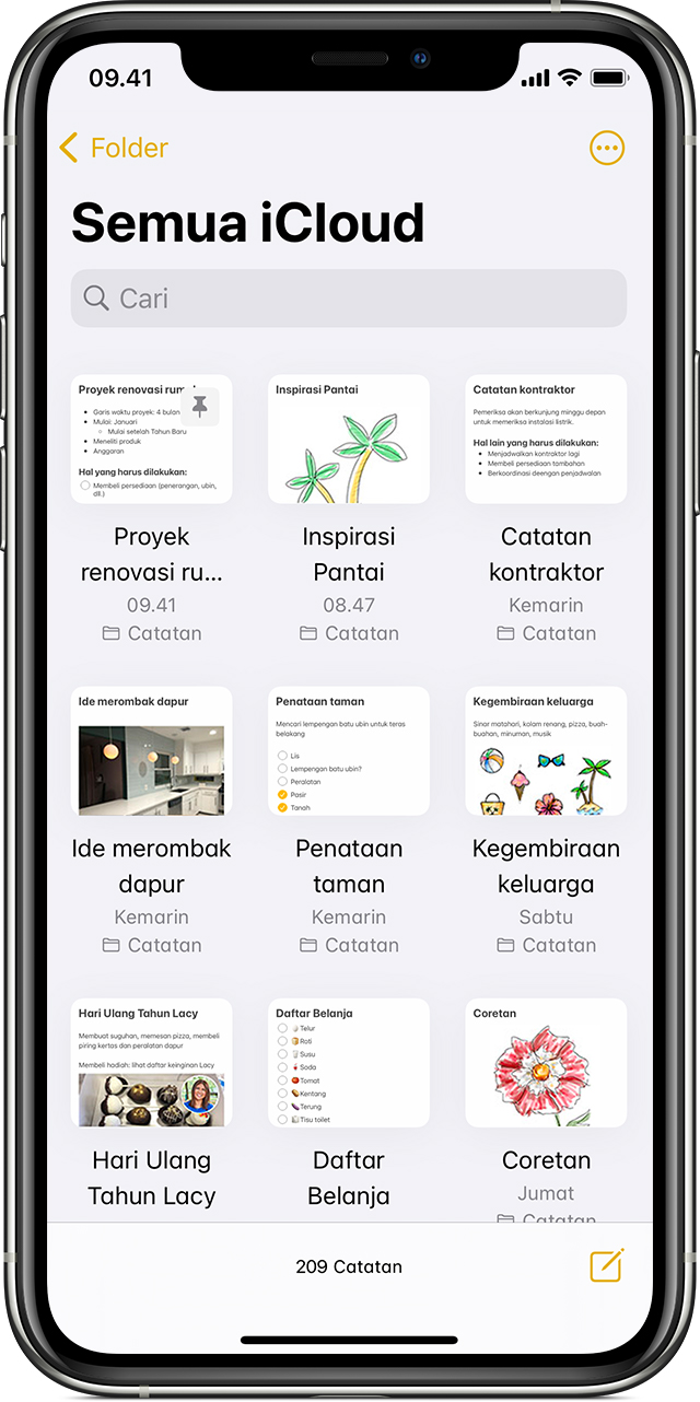 Menggunakan Catatan di iPhone, iPad, dan iPod touch - Apple Support (ID)