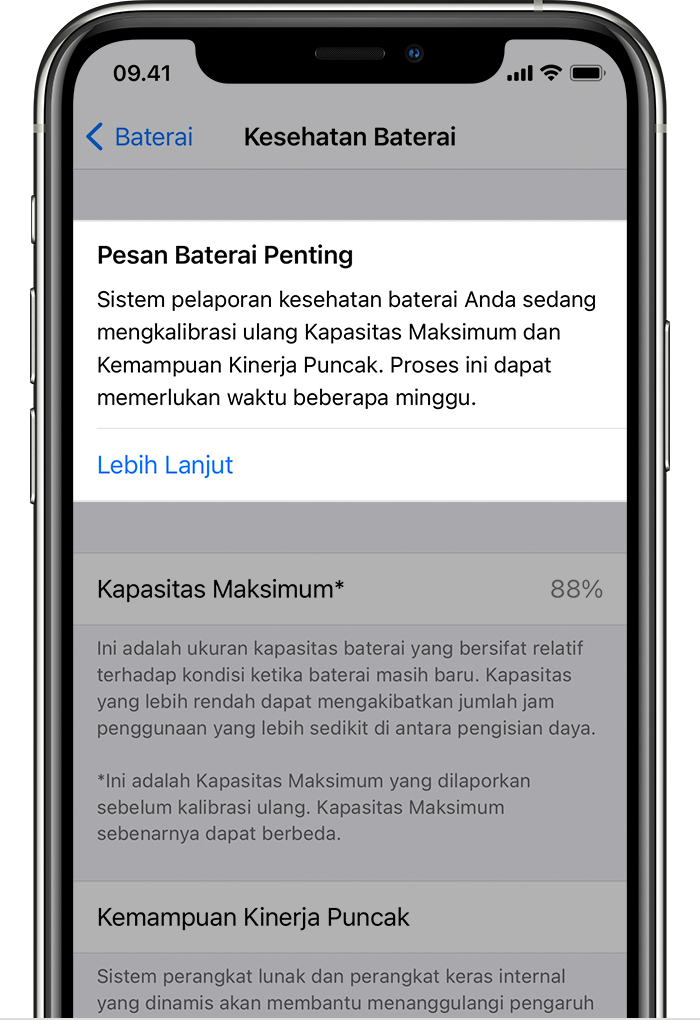 Pelaporan Kesehatan Baterai di iOS 14.5
