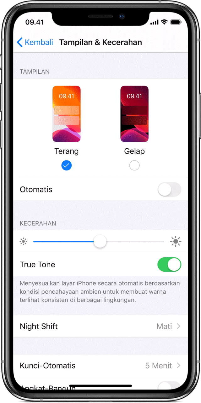 ios14 iphone11 pro settings display brightness turn dark mode on animation