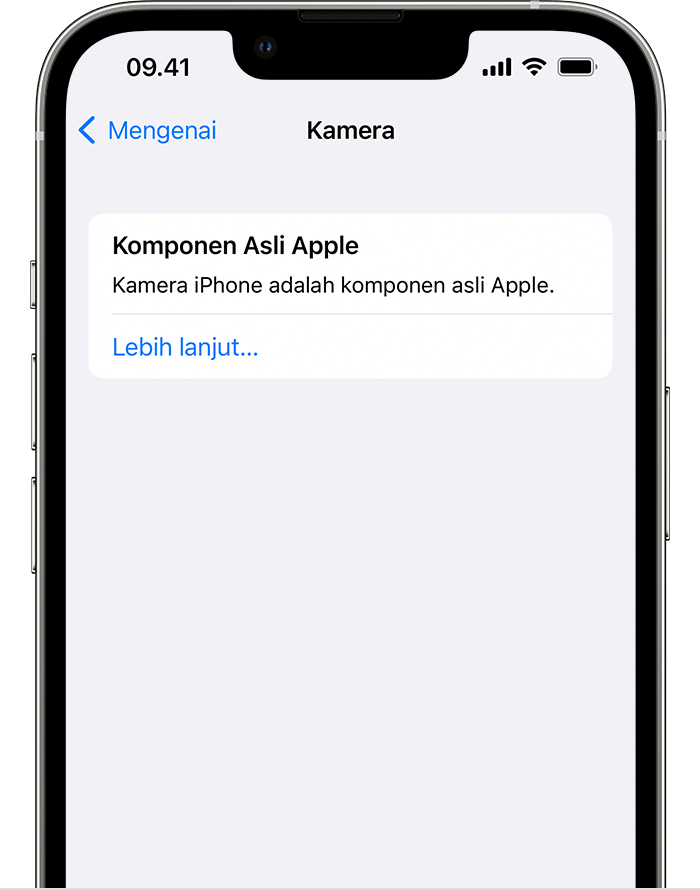 Gambar menampilkan pesan Komponen Asli Apple.