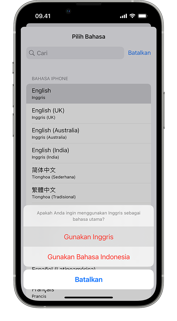 Mengubah bahasa di iPhone atau iPad - Apple Support (ID)