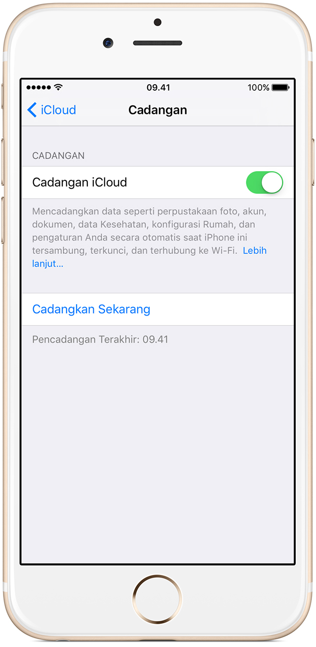 Cara mencadangkan iPhone, iPad, dan iPod touch - Apple Support