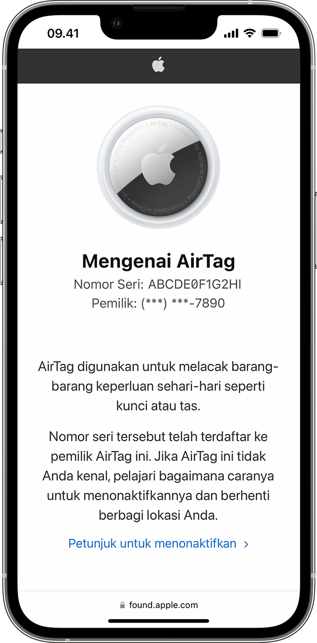 Mengenai informasi AirTag ini di iPhone