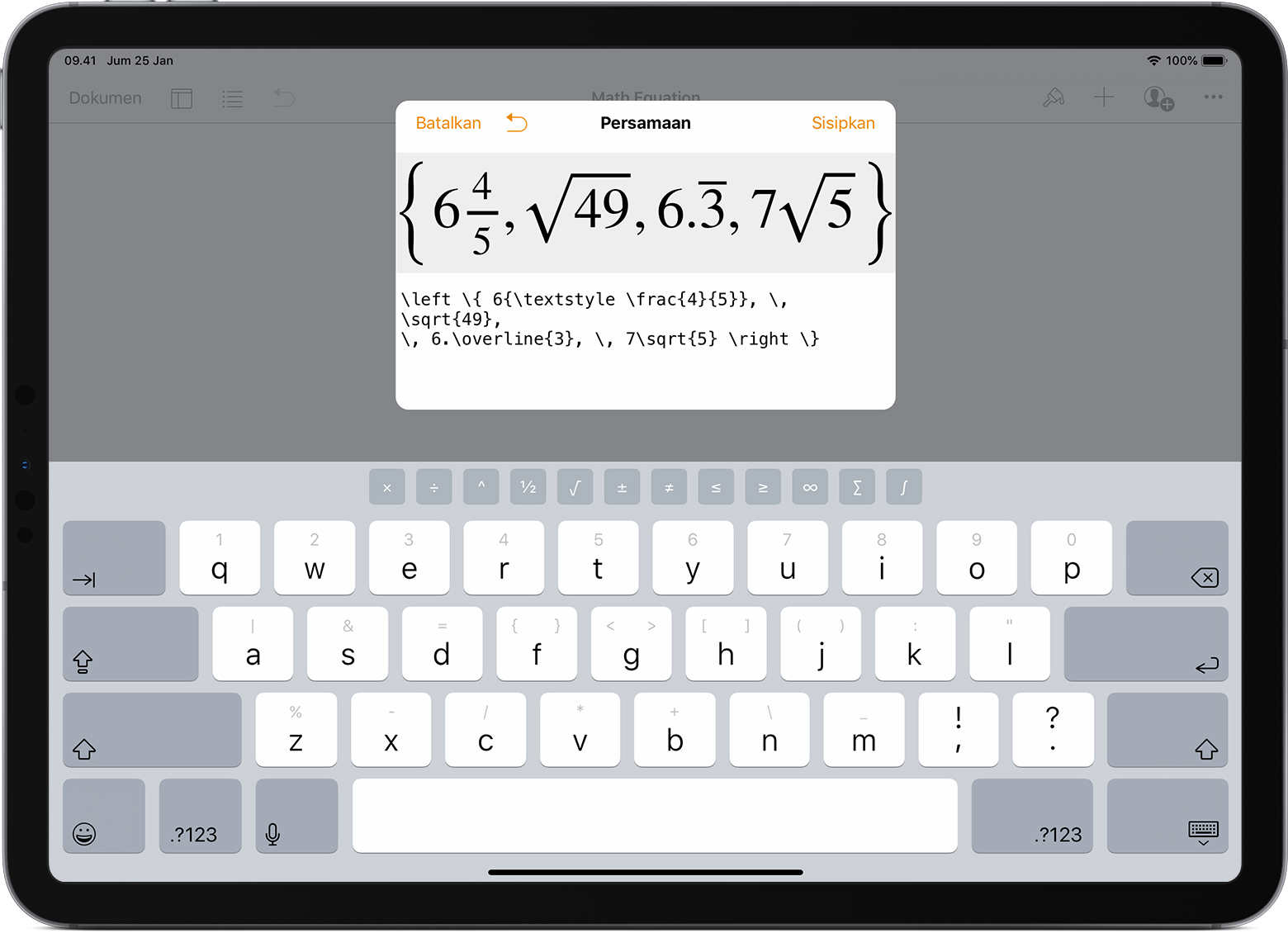 Menambahkan Persamaan Matematika Ke Dokumen Di Pages Numbers Dan Keynote Apple Support