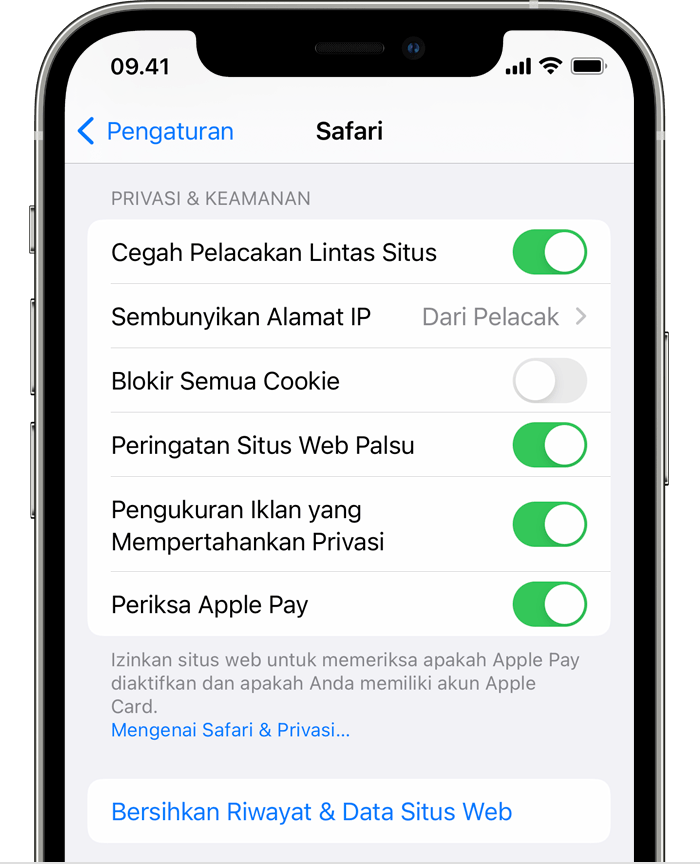 Menghapus riwayat dan cookie dari Safari di iPhone, iPad, atau iPod touch - Apple Support (ID)