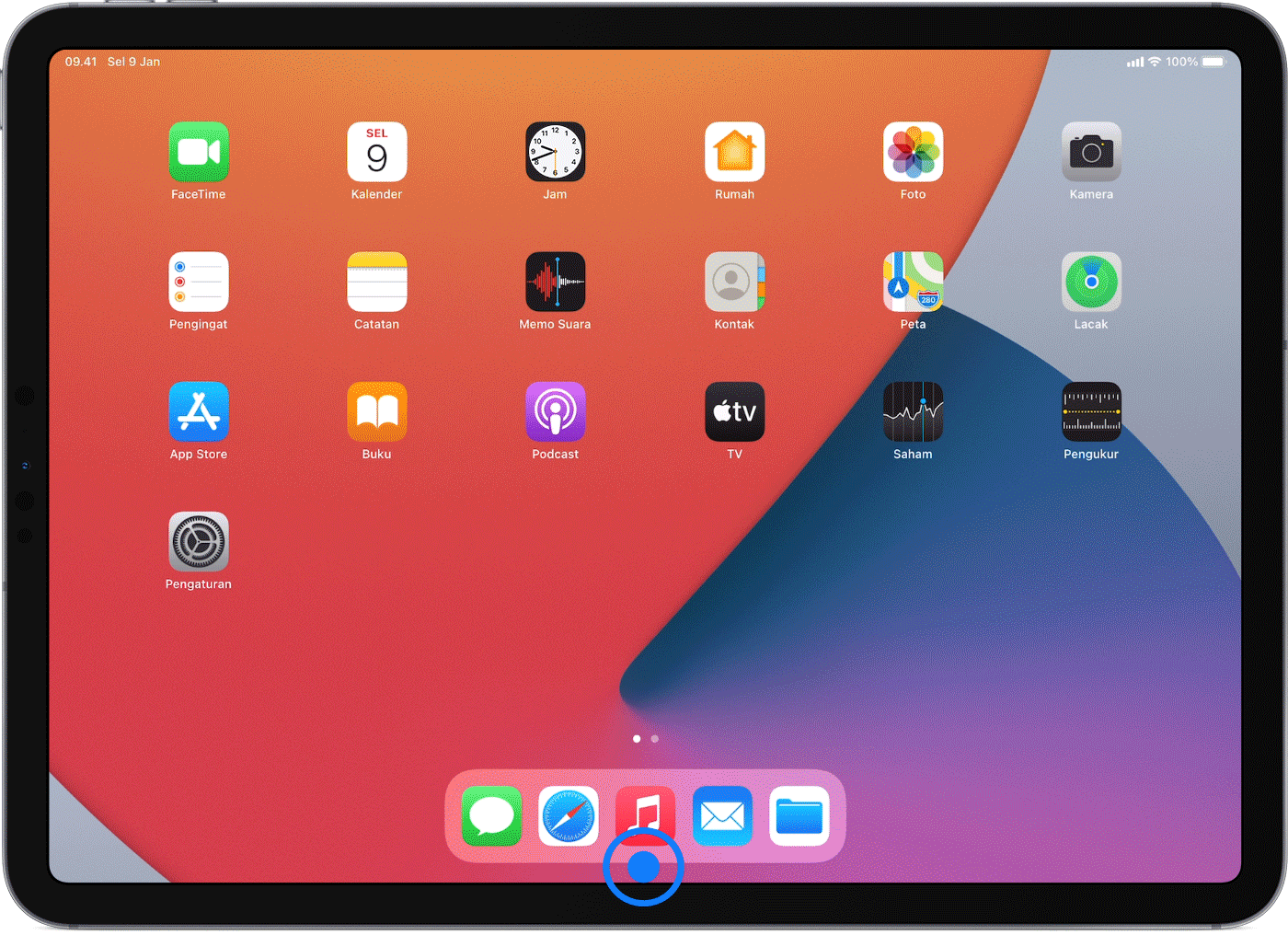 Layar iPad menampilkan cara menutup app