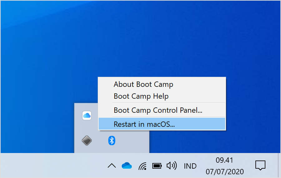 boot camp control panel mac os missing