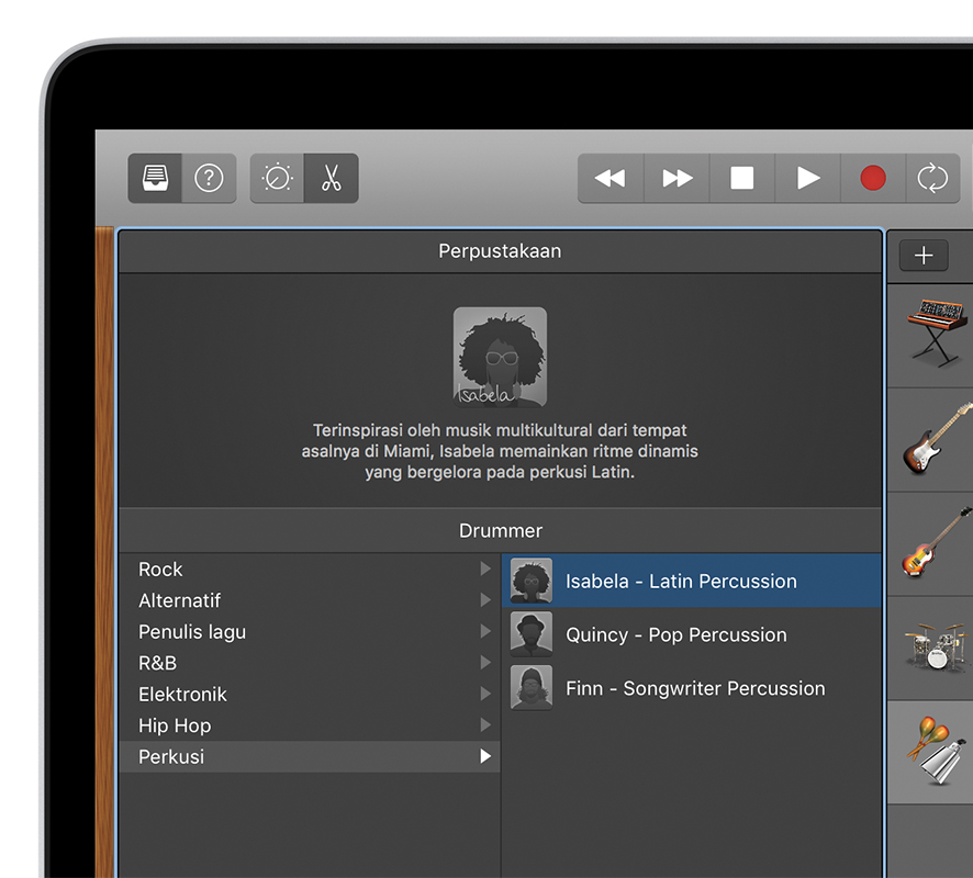 Menangani pemain perkusi di GarageBand untuk Mac - Apple Support (ID)
