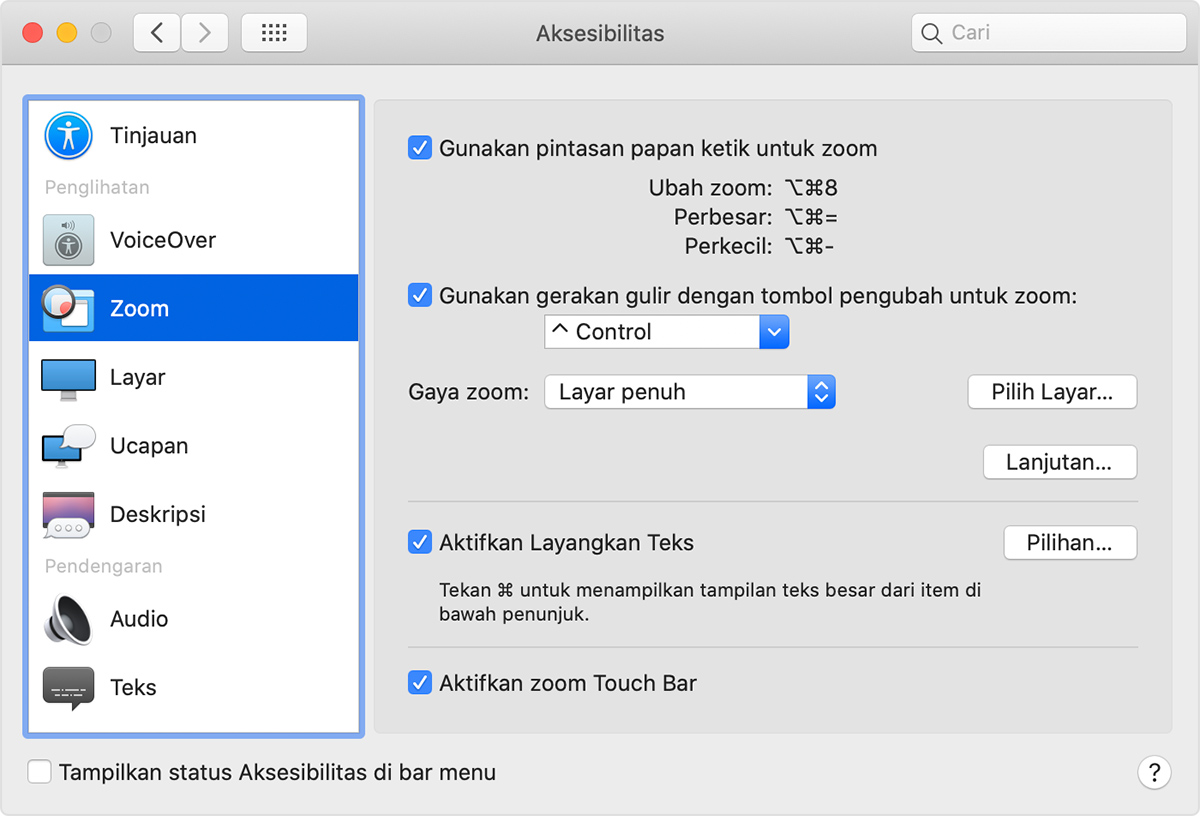 Cara Memperbesar Atau Memperkecil Tampilan Di Mac Apple Support Id