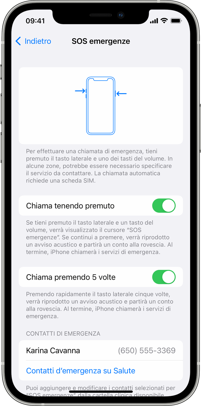 Un iPhone che mostra la schermata di SOS emergenze, in cui puoi consentire al telefono di chiamare automaticamente i servizi di emergenza.
