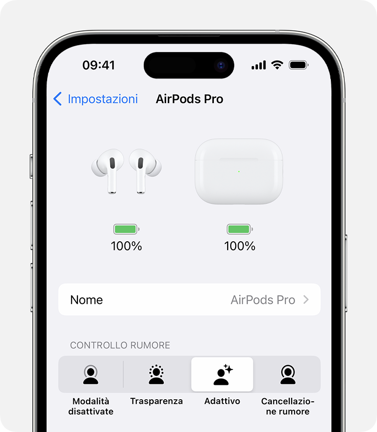 Usare l'audio adattivo con gli AirPods Pro (2a generazione) - Supporto  Apple (IT)