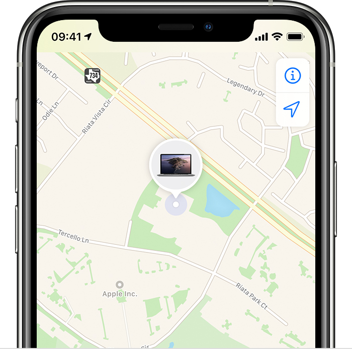 iPhone che mostra il dispositivo su una mappa di San Francisco.