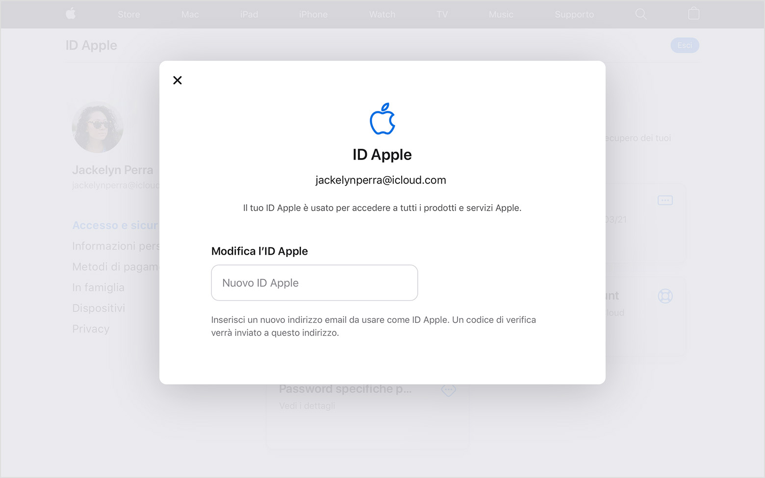 Modificare l'ID Apple - Supporto Apple (IT)