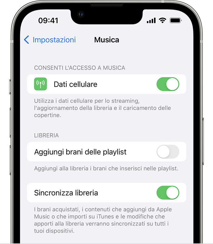 Usare Sincronizza libreria per accedere alla libreria musicale su tutti i  dispositivi - Supporto Apple (IT)