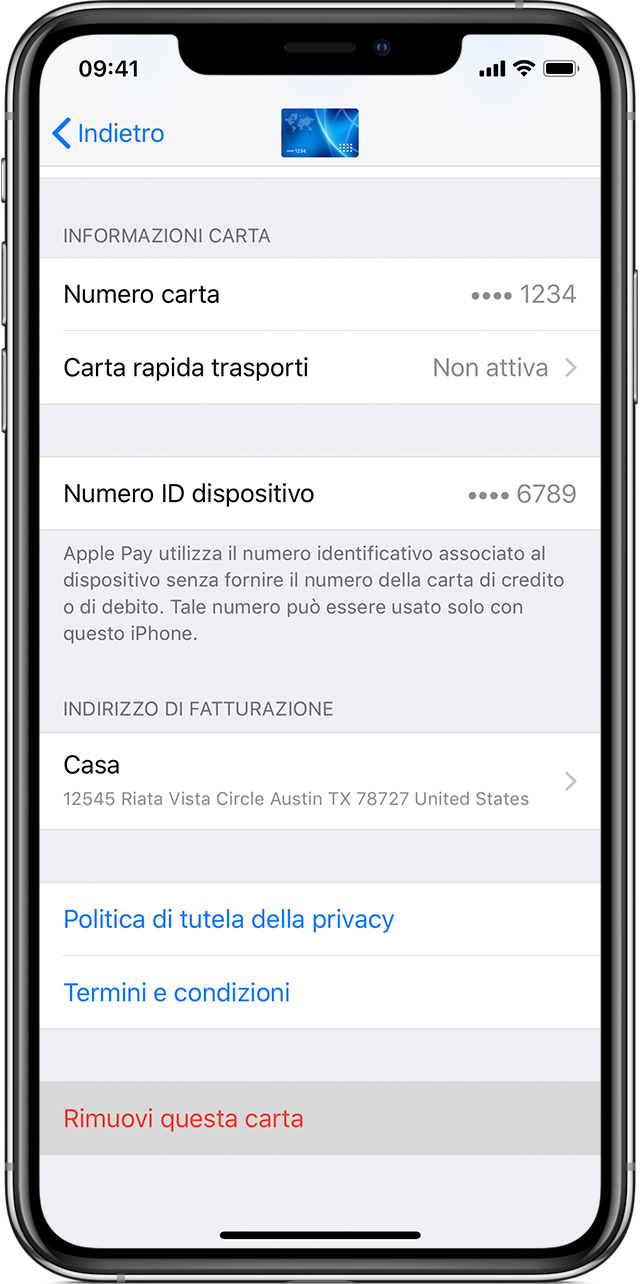 Gestione Delle Carte Utilizzate Con Apple Pay Supporto Apple