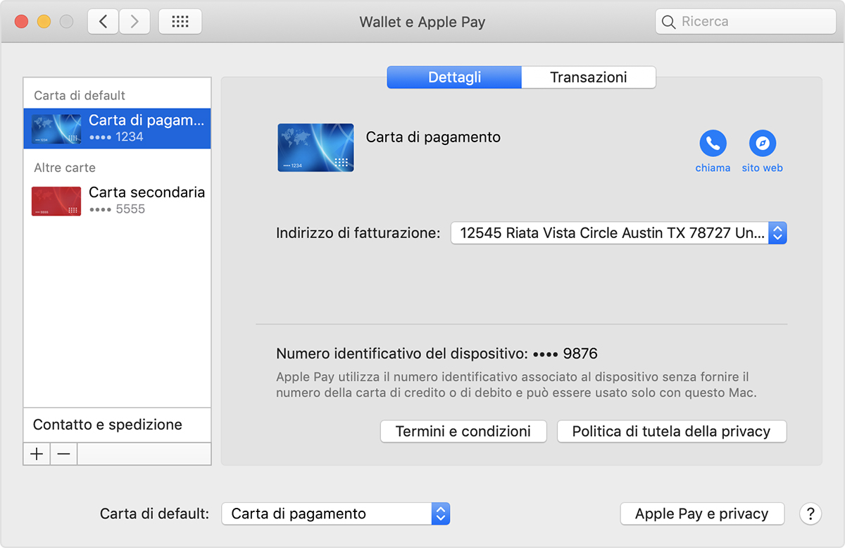 Gestione Delle Carte Utilizzate Con Apple Pay Supporto Apple