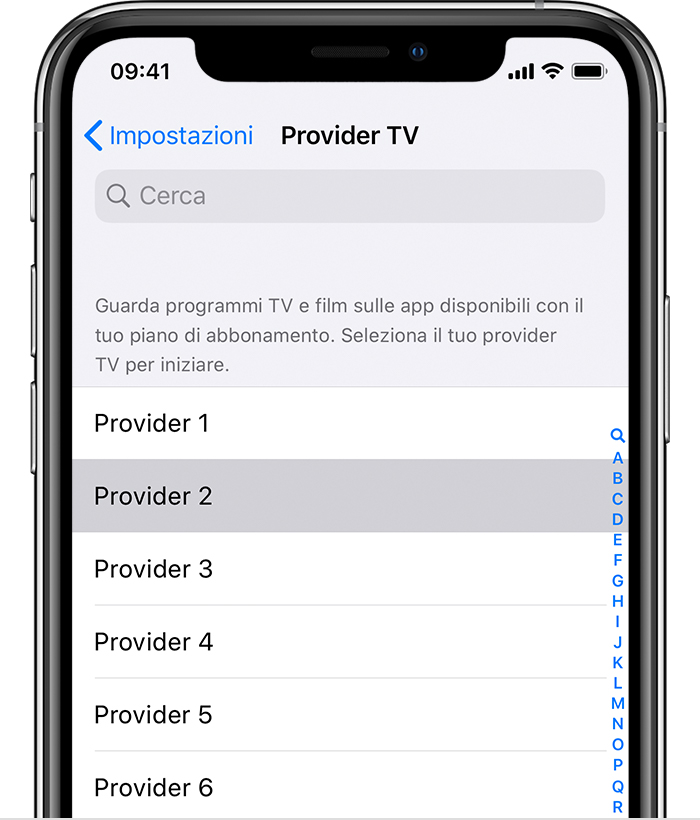 Accedere con le credenziali del provider TV su iPhone, iPad o iPod