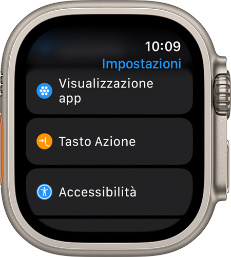 Apple Watch Ultra che mostra l'app Impostazioni