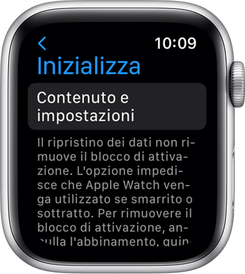 Annullare l'abbinamento e inizializzare Apple Watch - Supporto Apple (IT)