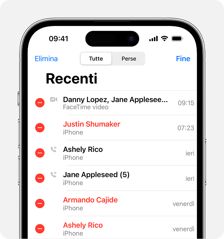 Visualizzare ed eliminare la cronologia delle chiamate su iPhone - Supporto  Apple (IT)