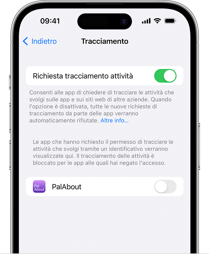 Se un'app chiede di tracciare le tue attività - Supporto Apple (IT)