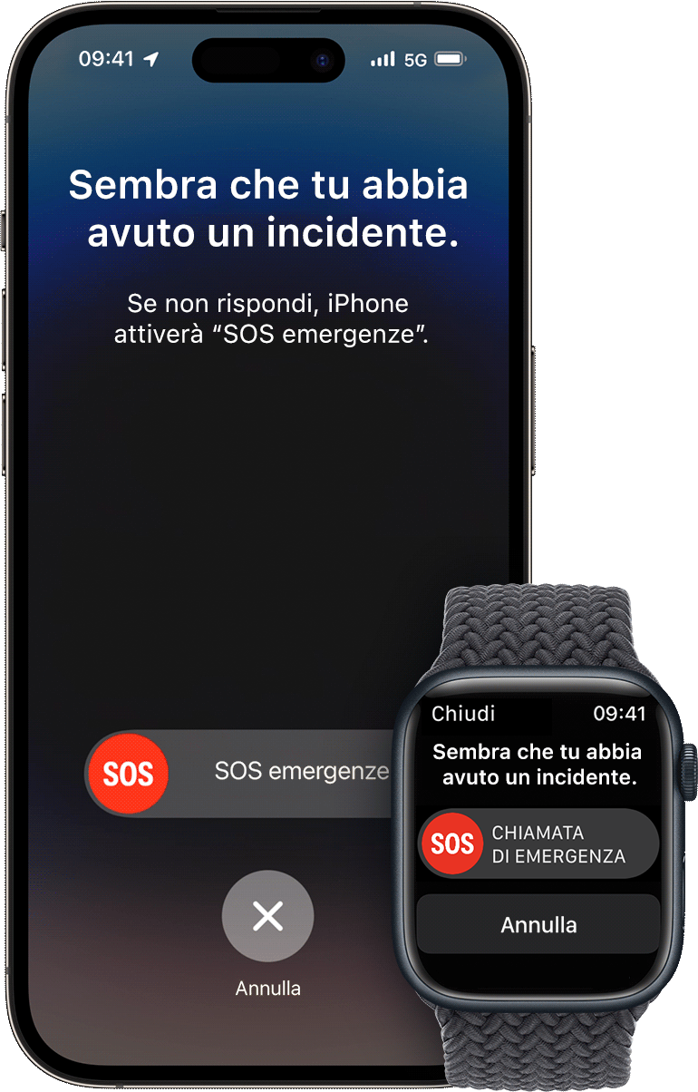 Utilizza la funzione Crash Detection (Rilevamento incidenti) su iPhone o Apple  Watch per chiedere aiuto in caso di incidente - Supporto Apple (IT)