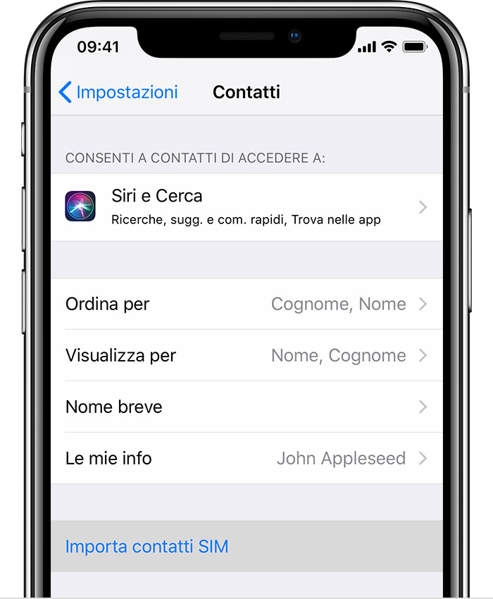 Importare i contatti su iPhone agendo da browser Web