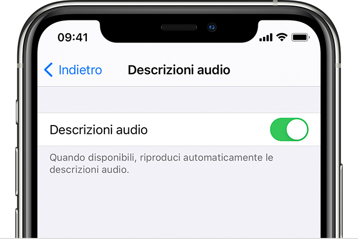 Attivare le descrizioni audio su iPhone o iPad - Supporto Apple (IT)