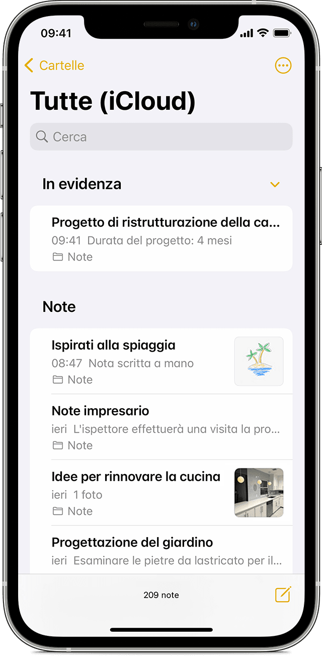 iPhone che mostra come ancorare una nota nell'app Note.