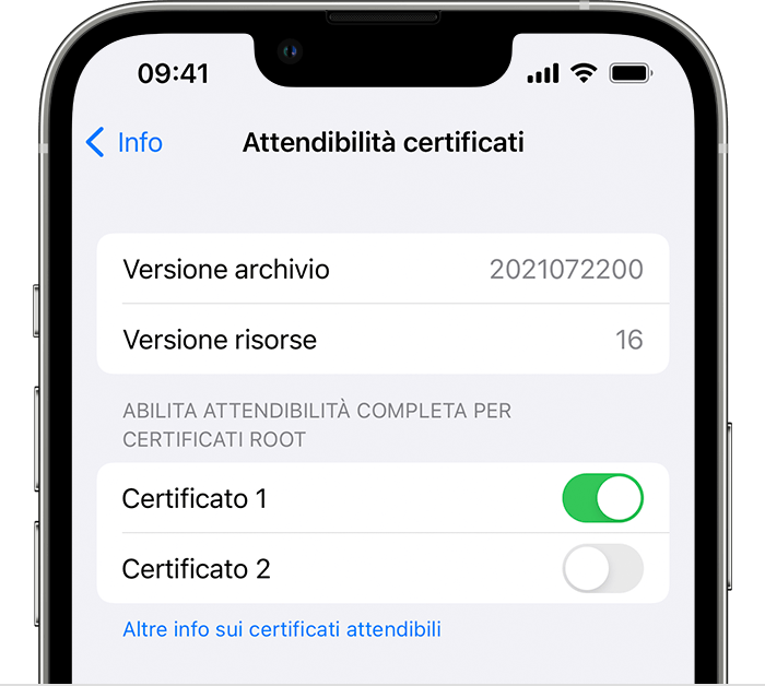 Attendibilità certificati di iPhone