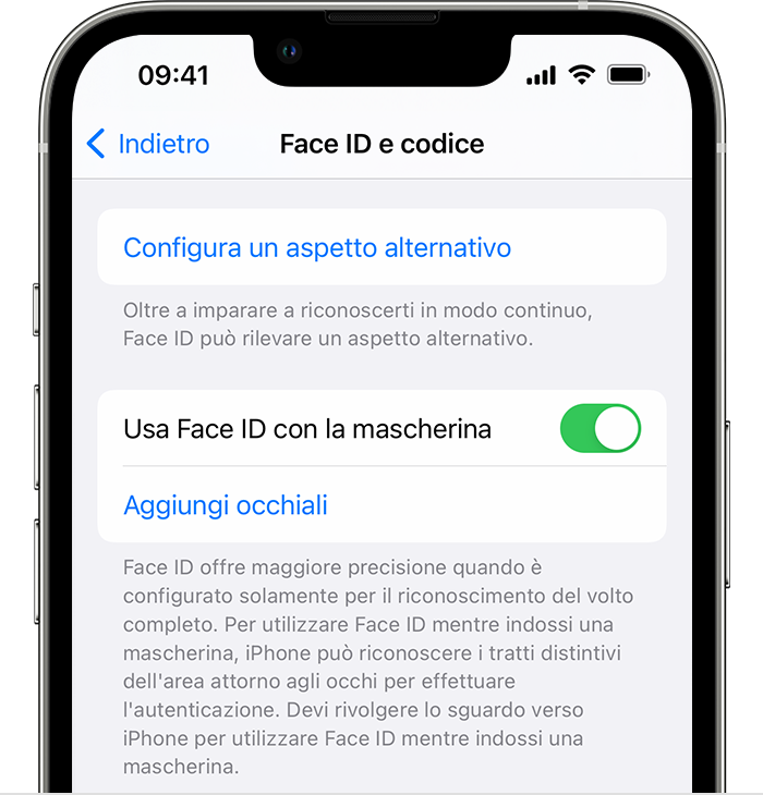 Usare Face ID con una mascherina indosso su iPhone 12 e modelli successivi  - Supporto Apple (IT)