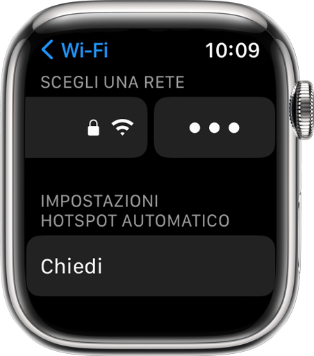 Su Apple Watch, apri le impostazioni Wi-Fi