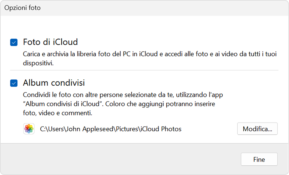 Configurare e usare Foto di iCloud su PC Windows - Supporto Apple (IT)