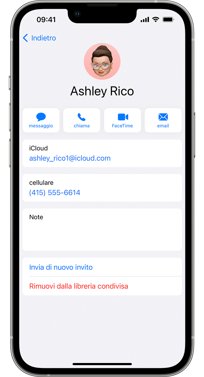 Rimuovi dalla libreria condivisa si trova sotto a Invia di nuovo invito.