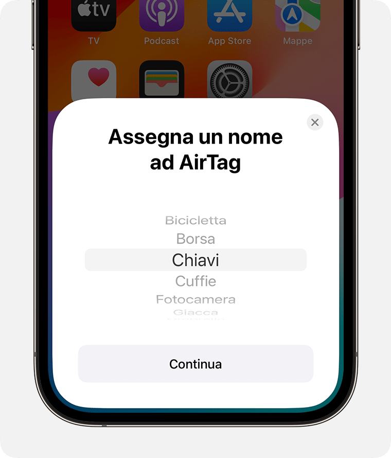 Aggiungere un AirTag a Dov'è per tenere traccia degli oggetti personali -  Supporto Apple (IT)
