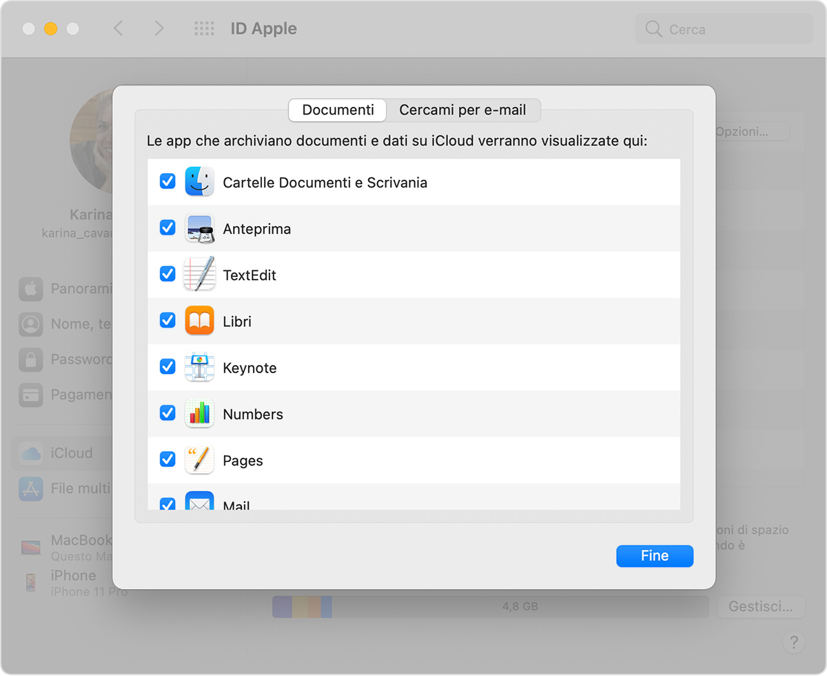 Aggiungere i file di Scrivania e Documenti ad iCloud Drive - Supporto Apple  (IT)