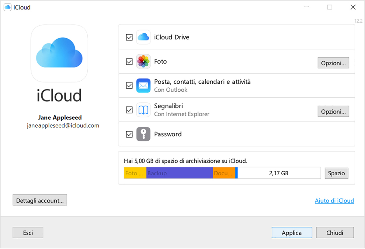 Trova l'indirizzo email del tuo ID Apple in iCloud per Windows