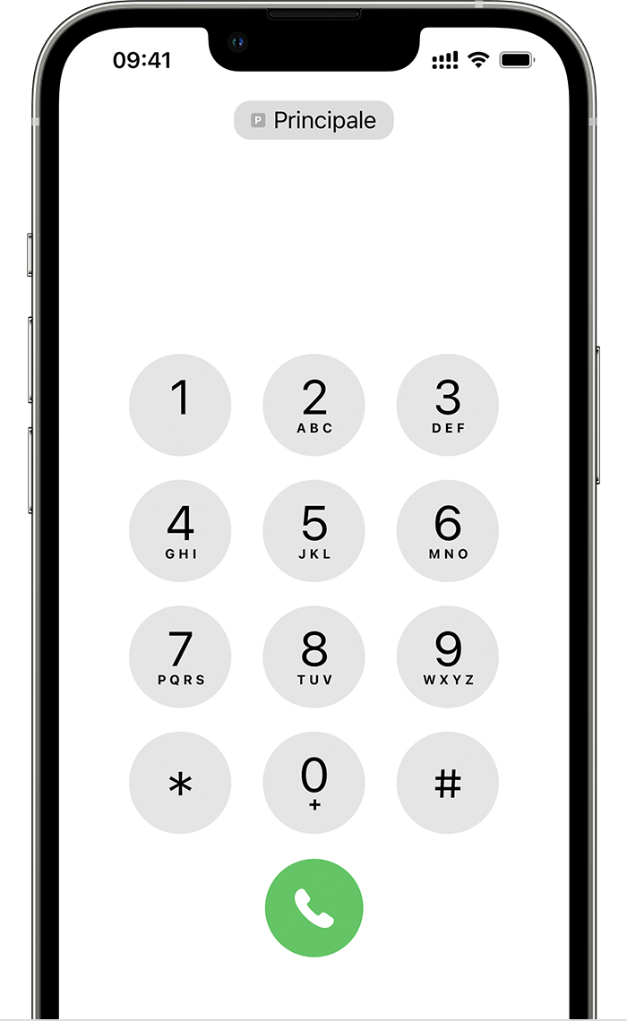 Schermata dell'iPhone che mostra la tastiera del telefono