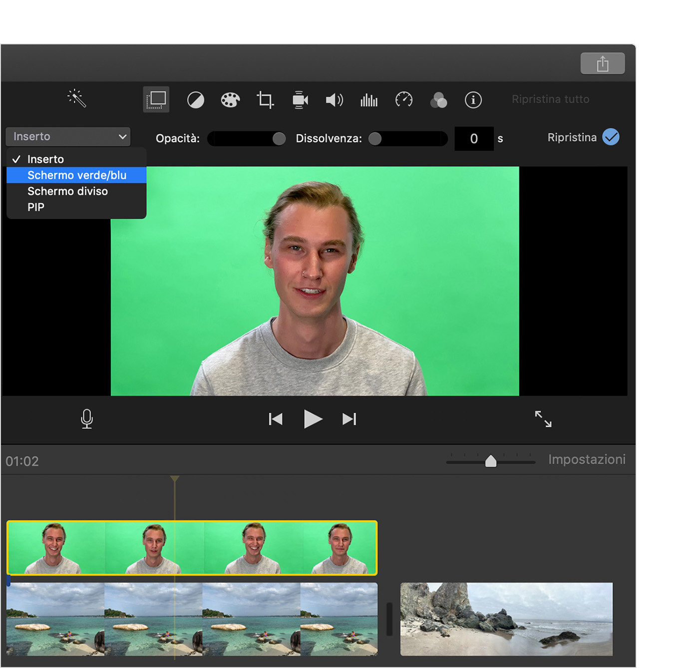 Modificare lo sfondo di un clip in iMovie - Supporto Apple (IT)