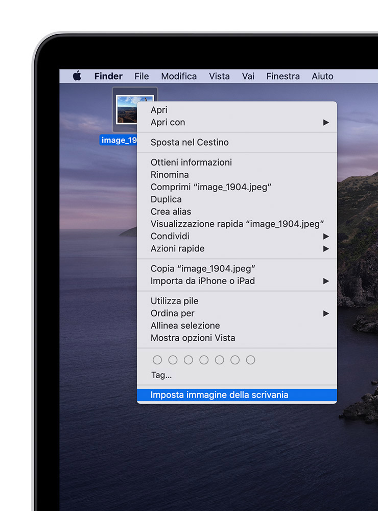 Cambiare l'immagine della scrivania (sfondo) sul Mac - Supporto Apple (IT)