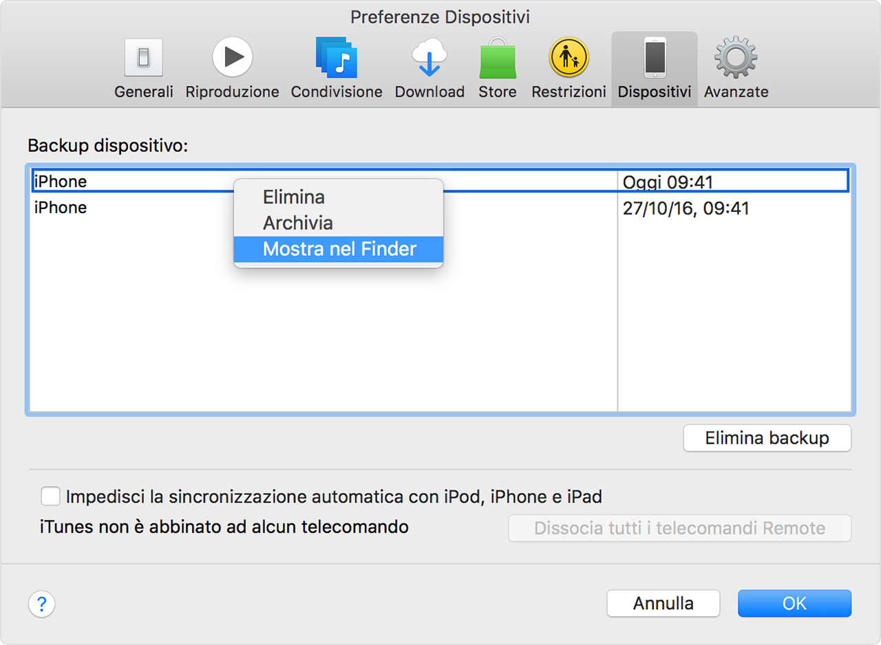 Sincronizzare iPhone con Mac tramite iTunes