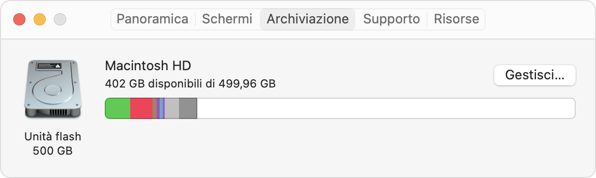 Liberare spazio di archiviazione su Mac - Supporto Apple (IT)