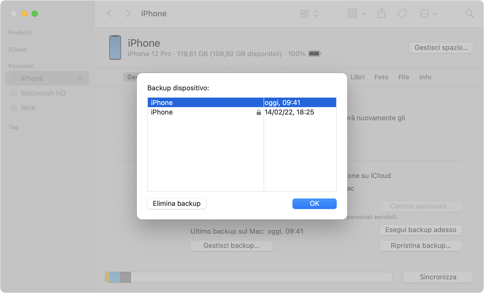 Come individuare i backup dell'iPhone, dell'iPad o dell'iPod touch -  Supporto Apple (IT)