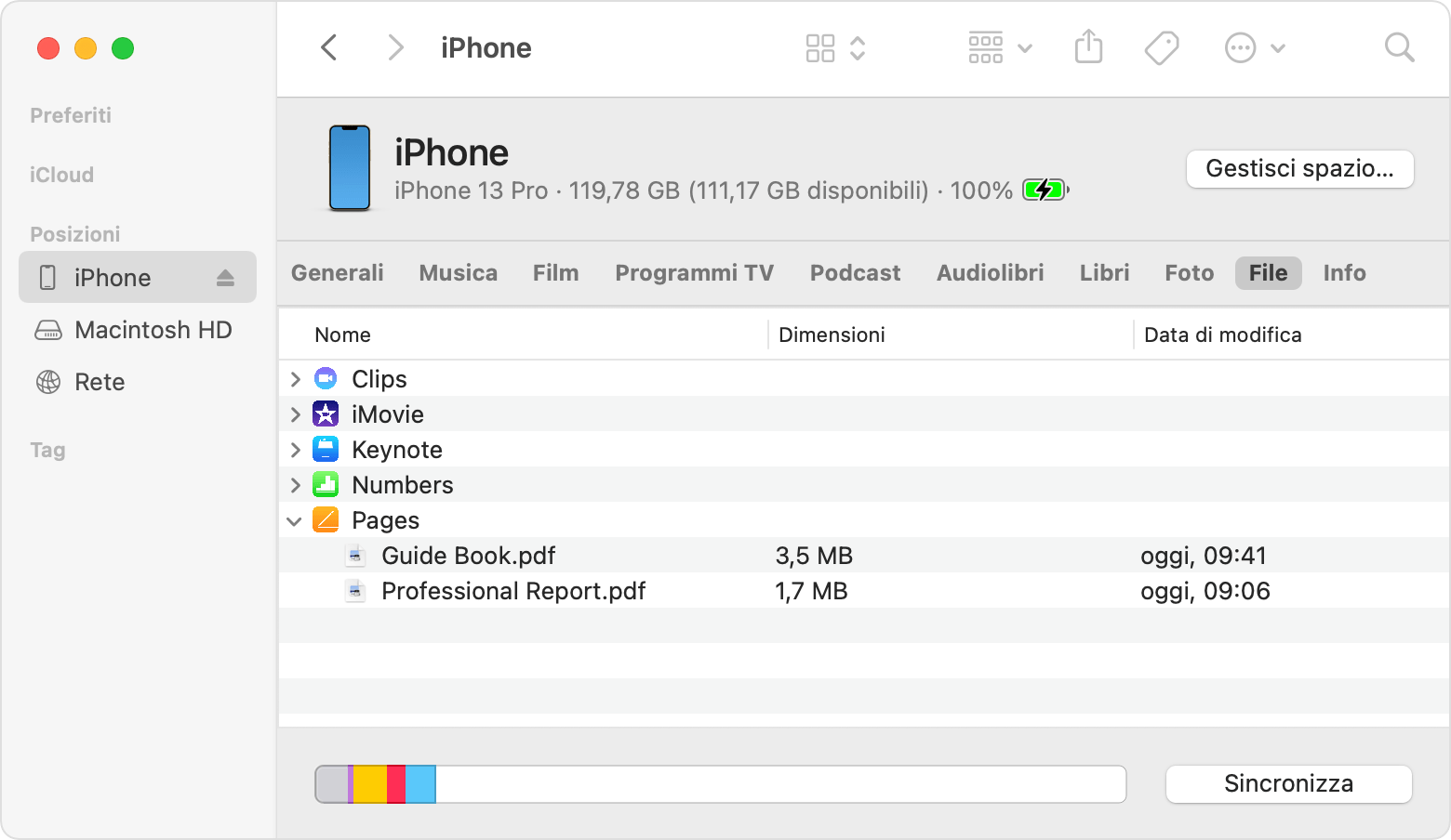 Usa il Finder per condividere file tra il Mac e il tuo iPhone, iPad, iPod  touch - Supporto Apple (IT)